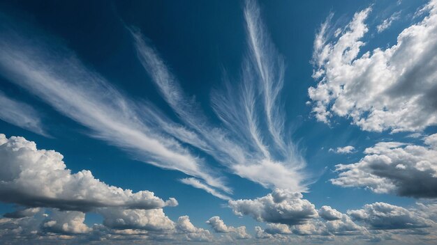 この静かな景色で 薄い雲が 広大な青い空を横断しています
