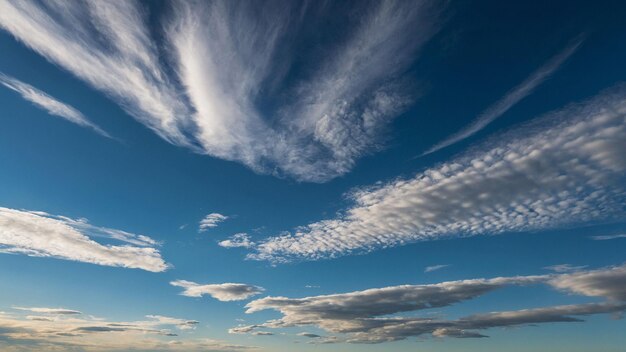 この静かな景色で 薄い雲が 広大な青い空を横断しています