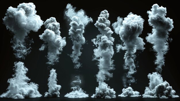 This smoke illustration set is suitable for special effects templates such as explosions bombs steam clouds mist fumes fog dust dashes or vapors