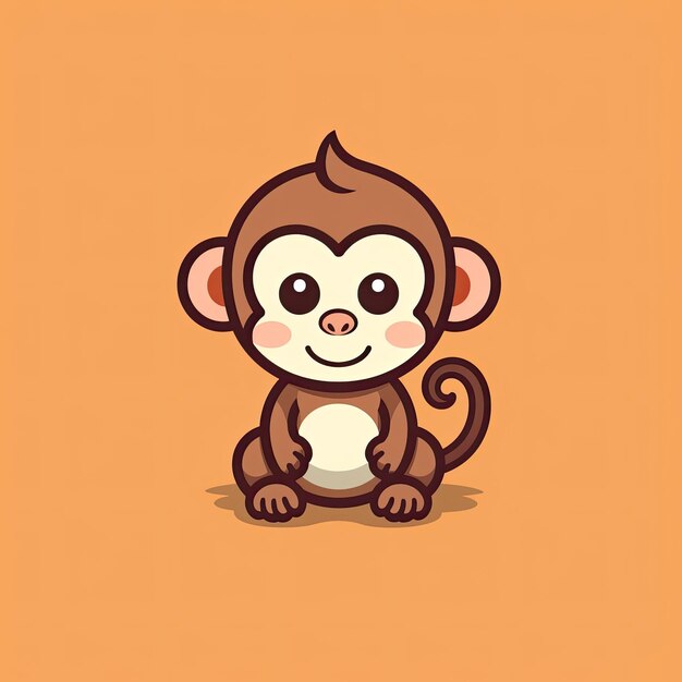 This vector illustration showcases an adorable monkey icon