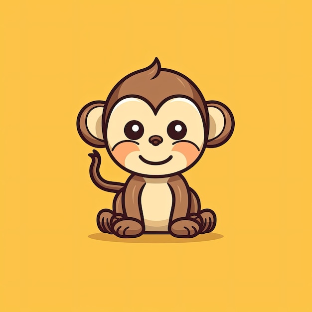 このベクトルイラストは可愛い猿のアイコンを示しています