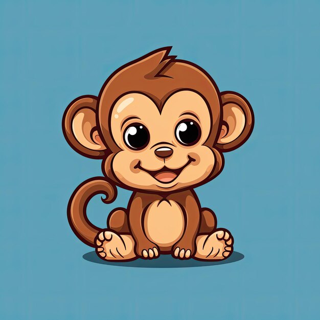 This vector illustration showcases an adorable monkey icon