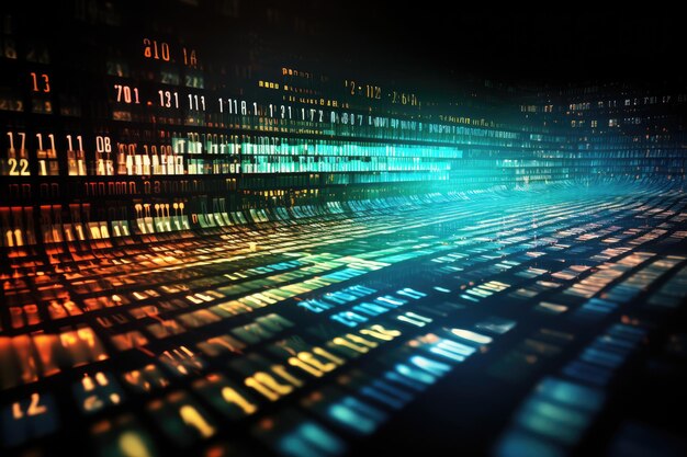 this vibrant abstract image features a mesmerizing multicolored background that effortlessly captures attention internet binary data code computing or transmission process ai generated