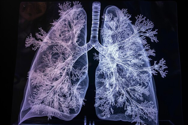 Photo this xray image showcases the internal structure and condition of a lung using medical imaging technology xray of lung fields in three dimensions ai generated