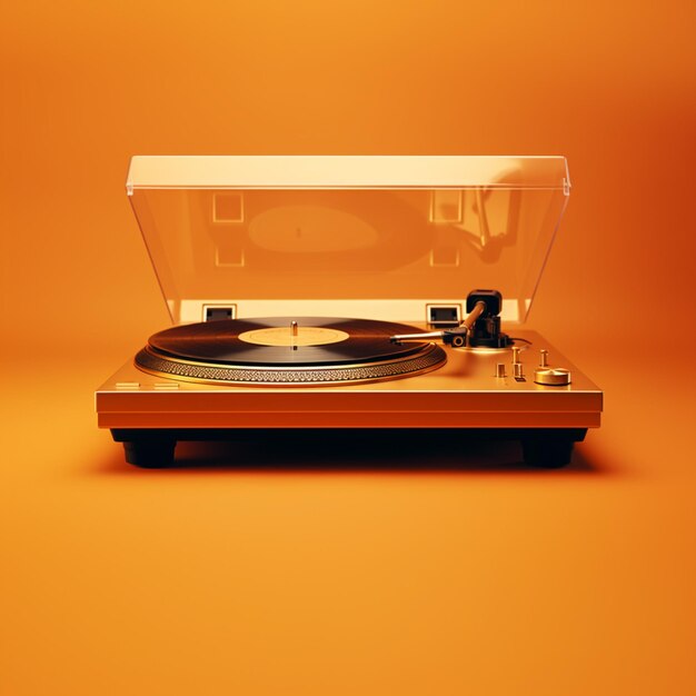 Photo this yellow turntable instantly brightens up the room its classic design and bold color make it a centerpiece for a modern music lover's home