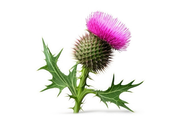 Thistle bloem tropische tuin natuur achtergrond op witte achtergrond