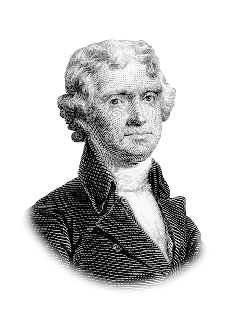 Foto ritratto di thomas jefferson isolato su sfondo bianco