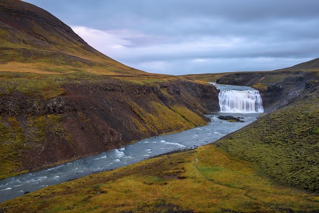 Thorufoss waterfall located on the Laxa i Kjos river near Reykjavik in Iceland