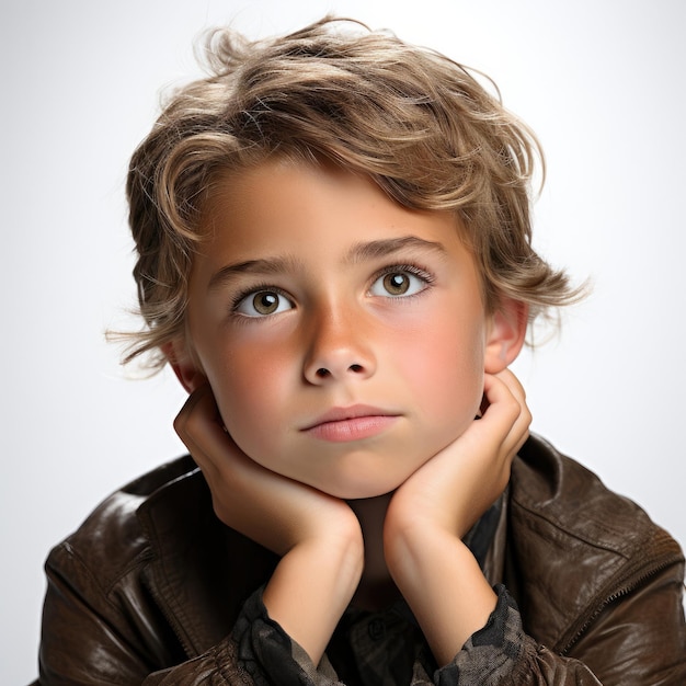 Thoughtful 7YearOld British Boy with Pensive Look