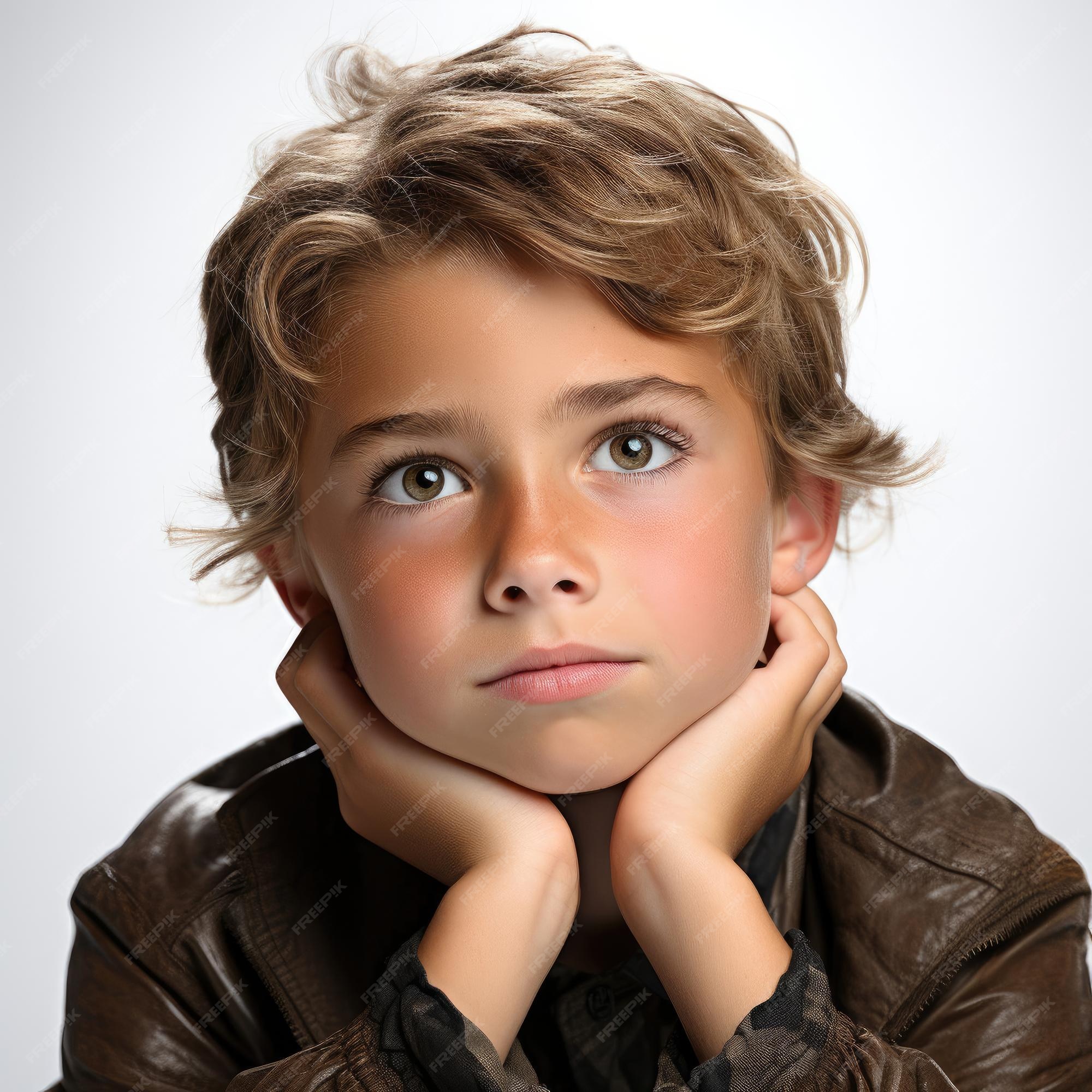 Premium AI Image Thoughtful 7YearOld British Boy With Pensive Look premium-ai-image-thoughtful-7yearold-british-boy-with-pensive-look
