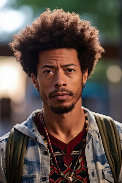 Thoughtful African American Man with Short Afro