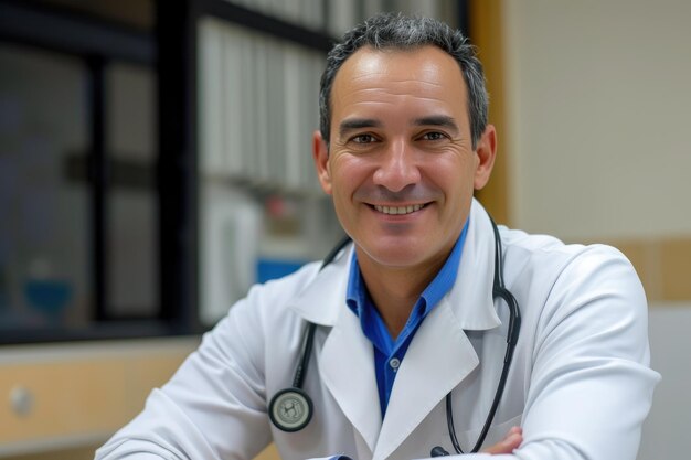 Photo thoughtful brazilian doctor pondering medical matters