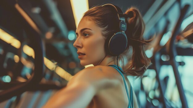 Photo thoughtful female runner resting after jogging motivated young woman taking a break from her workout determined athlete enjoying her run