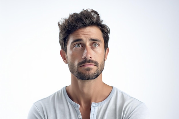 thoughtful man isolated on background