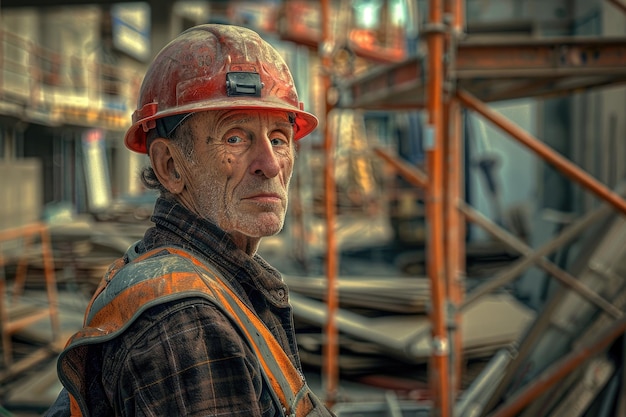 Thoughtful mature architect at construction site construction