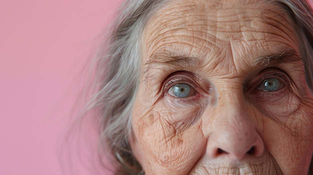 Photo thoughtful senior woman looking at camera with a serious expression on her face