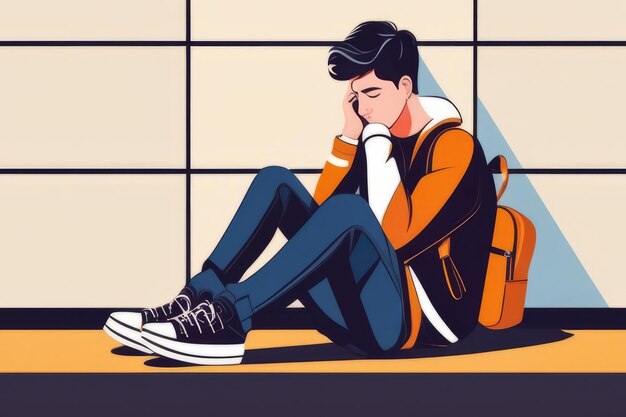 Thoughtful Teen Boy Emotional Discomfort and Mental Health Struggles