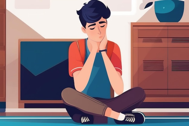 Thoughtful Teen Boy Emotional Discomfort and Mental Health Struggles