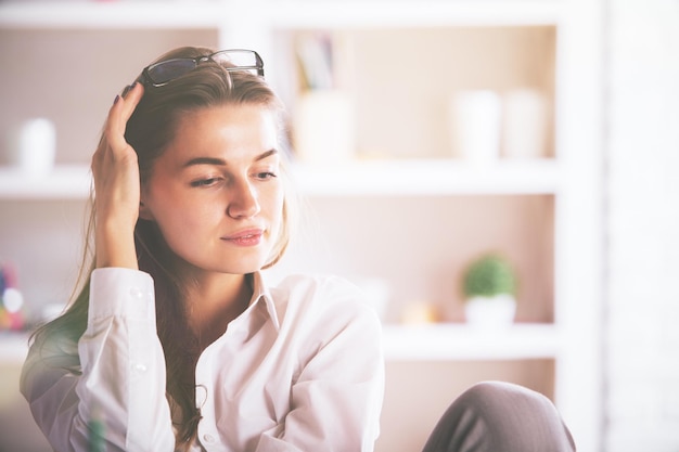 Thoughtful woman portrait