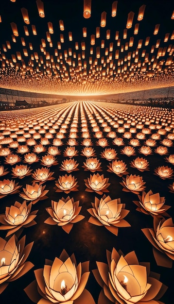 Thousands of Lotus Lanterns Illuminate Night Festival