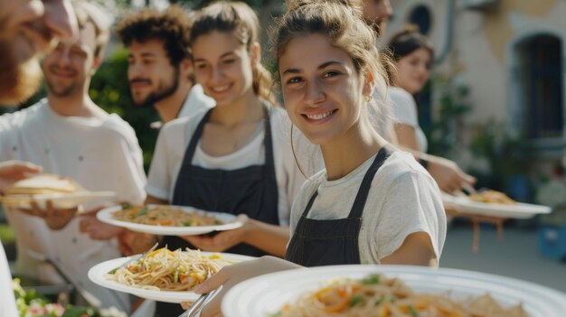 Thousands of young adults serve free food in needy communities humanitarian aid to refugees and immigrants