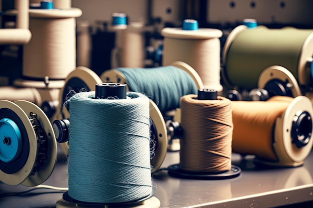 Thread coils for sewing clothes in factory textile industry