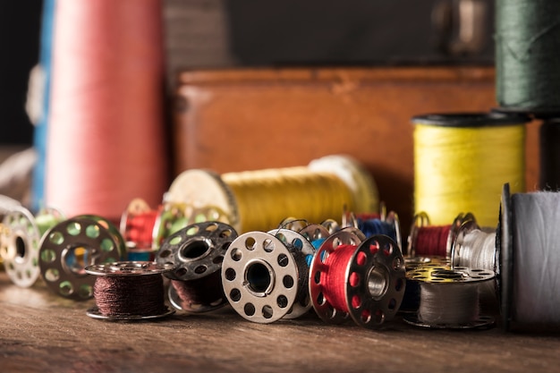 Threads lying on table