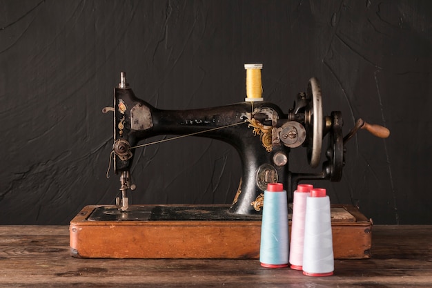 Threads near sewing machine