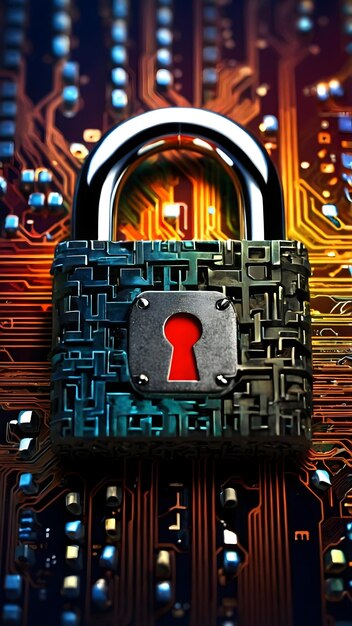 Threat Intelligence Lock Symbol Amidst Stream of Malicious Code