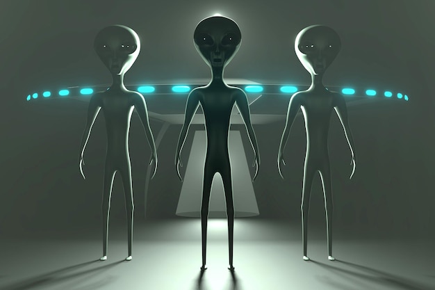 사진 세 외계인 우주선과 신비한 안개