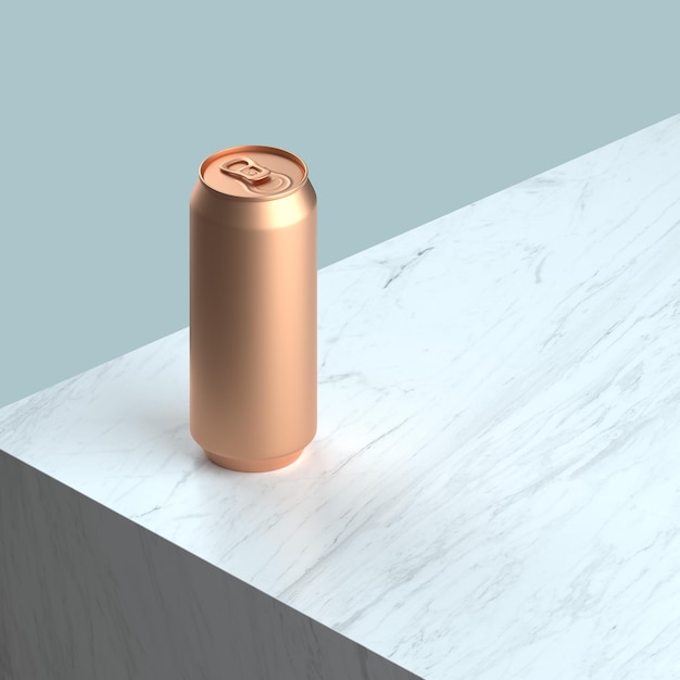 Tre alluminio golden can mockup nel rendering 3d di grandi dimensioni