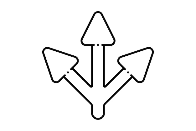 3 つの矢印方向矢印線アイコン黒ウェブサイト シンボル ミニマリスト アウトライン記号
