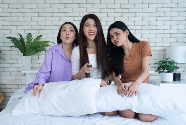 three asians woman at home