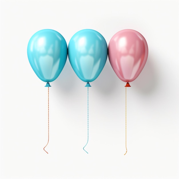 Three balloons are shown in a row with a string attached generative ai
