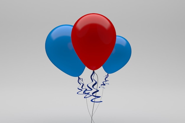 Three Balloons Isolated In Grey Background