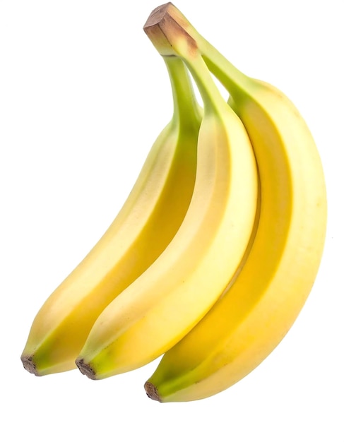白い背景に分離された 3 本のバナナ