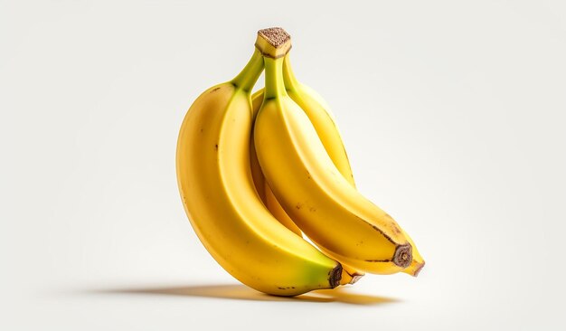 three bananas with the top half of the bottom one is yellow