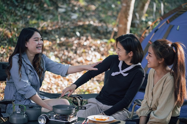 Three best friends go camping