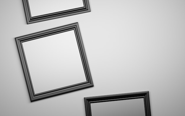 Three black picture frames background