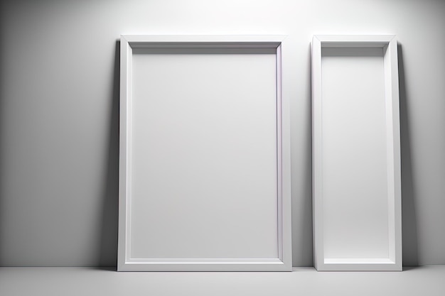 Three blank picture frames for a white room template