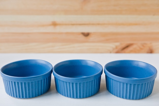 Three blue ceramic boxesPlates and dishes for serving a festive table