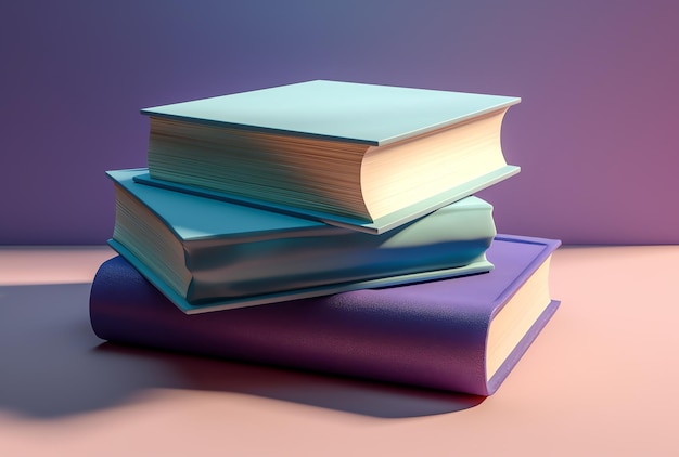 Three books on table