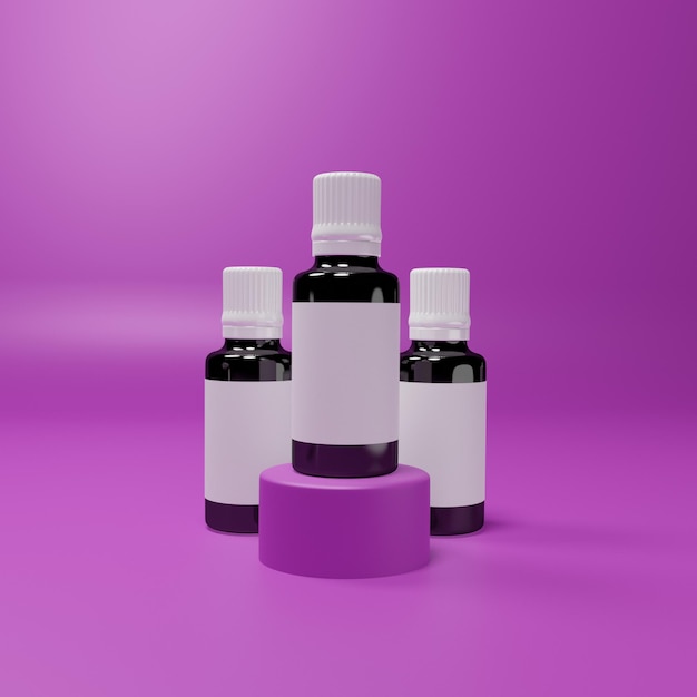 Three Bottle Mockup with Shapes 04