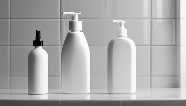 Three bottles of lotion on a counter