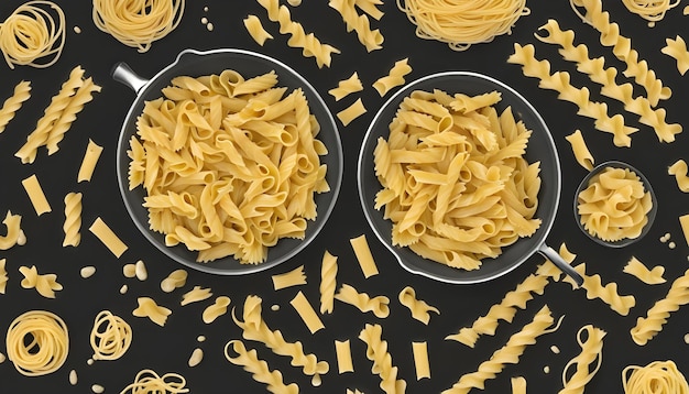 three bowls of pasta are shown with the words  pasta  on the bottom