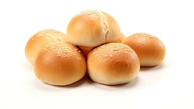 Photo three buns with sesame seeds on top of them one of which is white