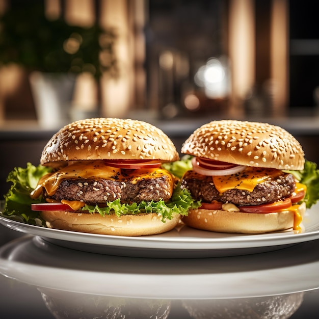 three burgers in a plate