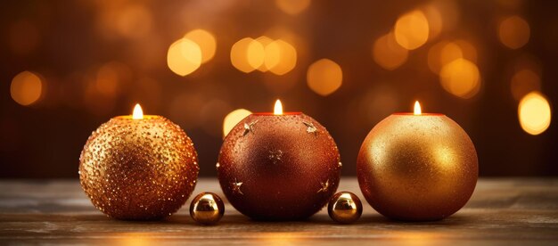 Three candles on table