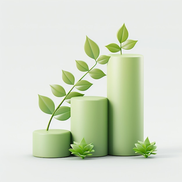 three candles with green leaves and a plant growing out of them