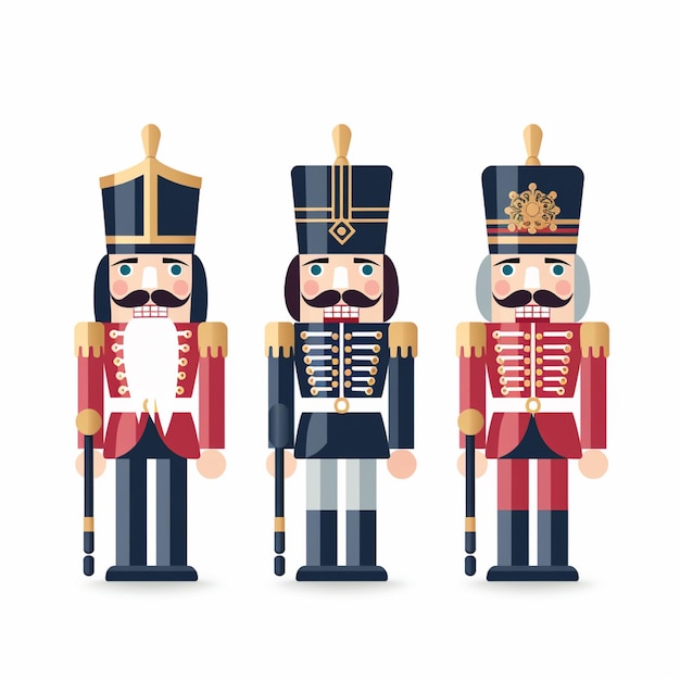 Photo three cartoon nutcrackers with a sign in their hands generative ai